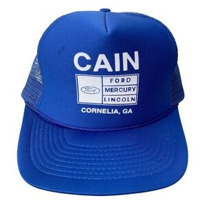 Cain Ford Mercury Lincoln Trucker Hat Blue Mesh Snapback Retro Vintage Inspired